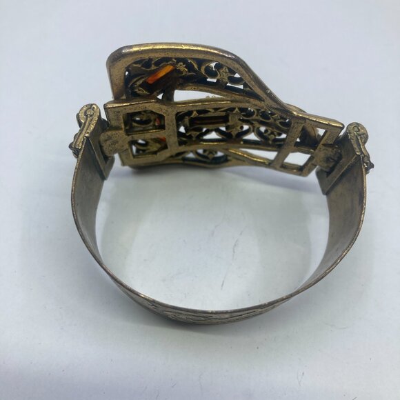 Vtg SELRO SELINI ? belt gold tone chunky statement piece cuff bracelet - Picture 5 of 7